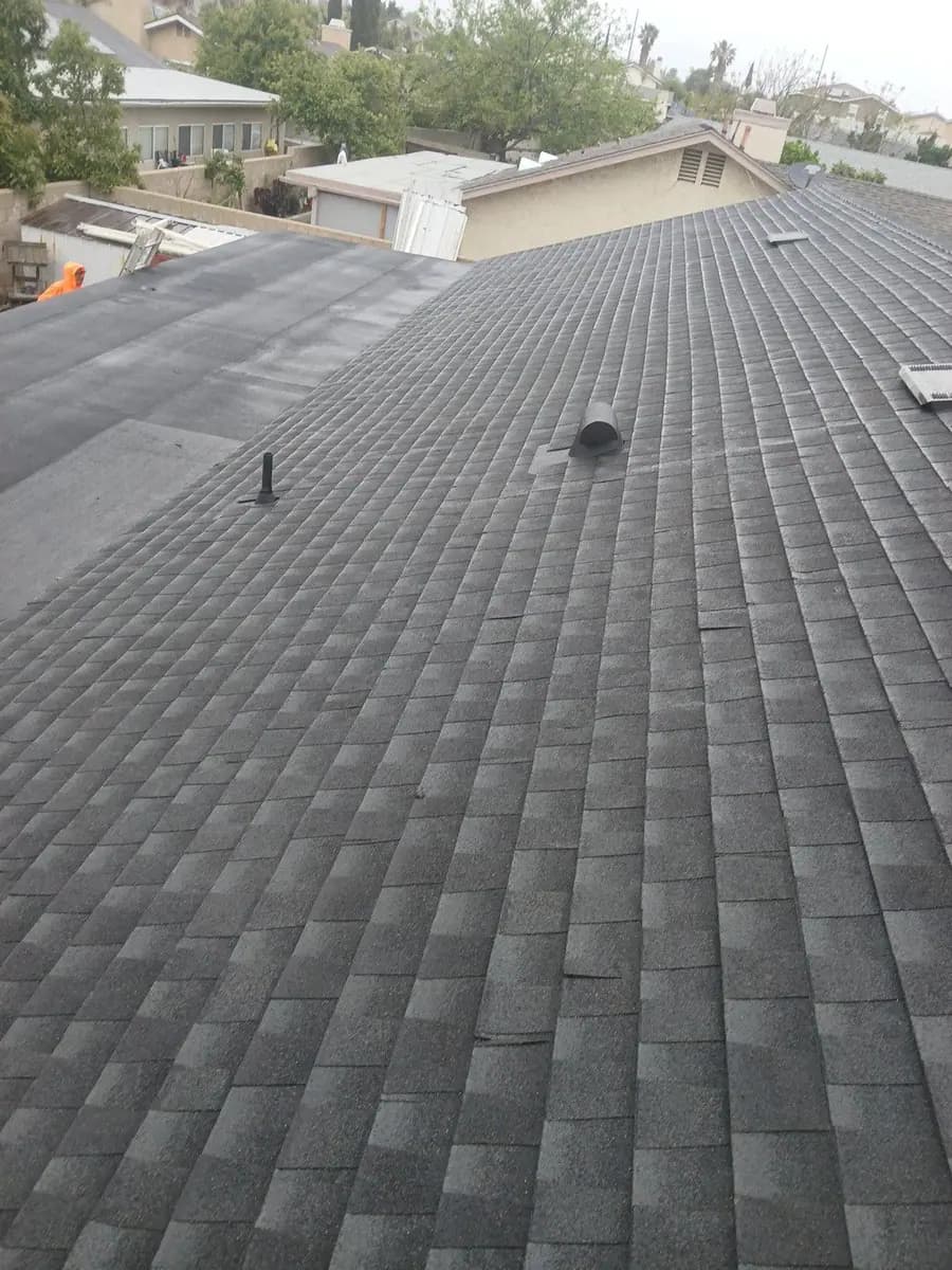 Shingle roof planes with vents and ridge intersections